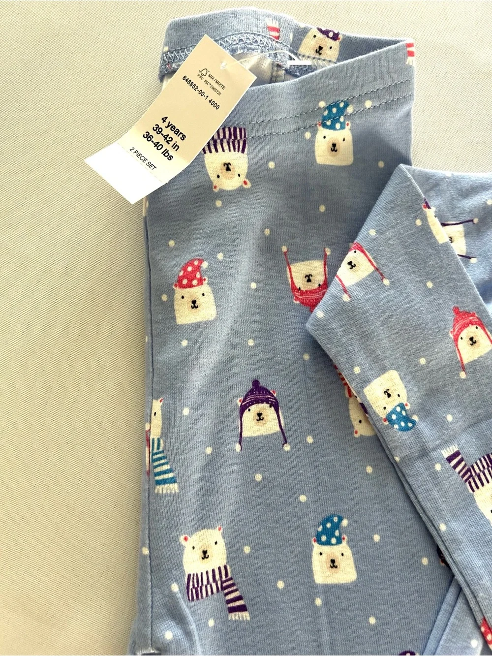4 Baby GAP Blue Holiday Polar Bear Print Pajama Set